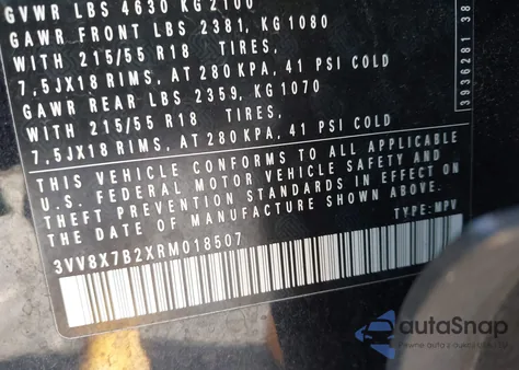 2024 Volkswagen Taos 1.5T S z USA, uszkodzony, nr VIN 3VV8X7B2XRM018507